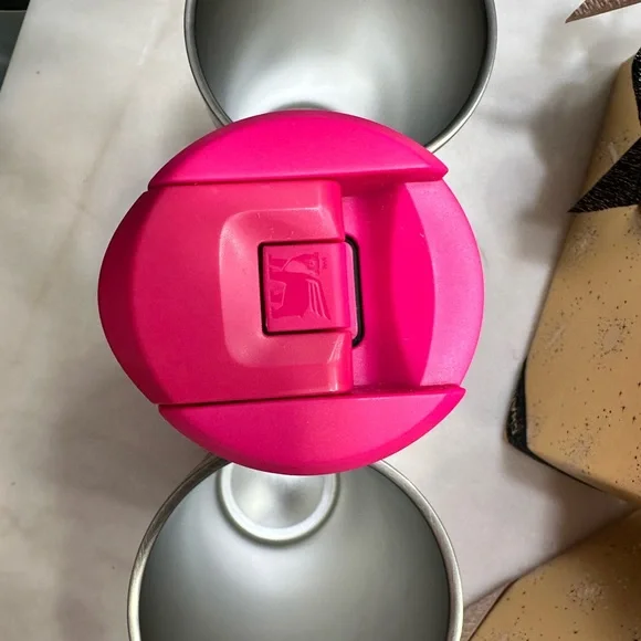 Stanley Cup Target Trio. set of red pint cups and Pink Stanley Transit Bottle